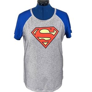 Under Armour Heat Gear DC Comics Superman Fitted Shirt Women's Large Superhero